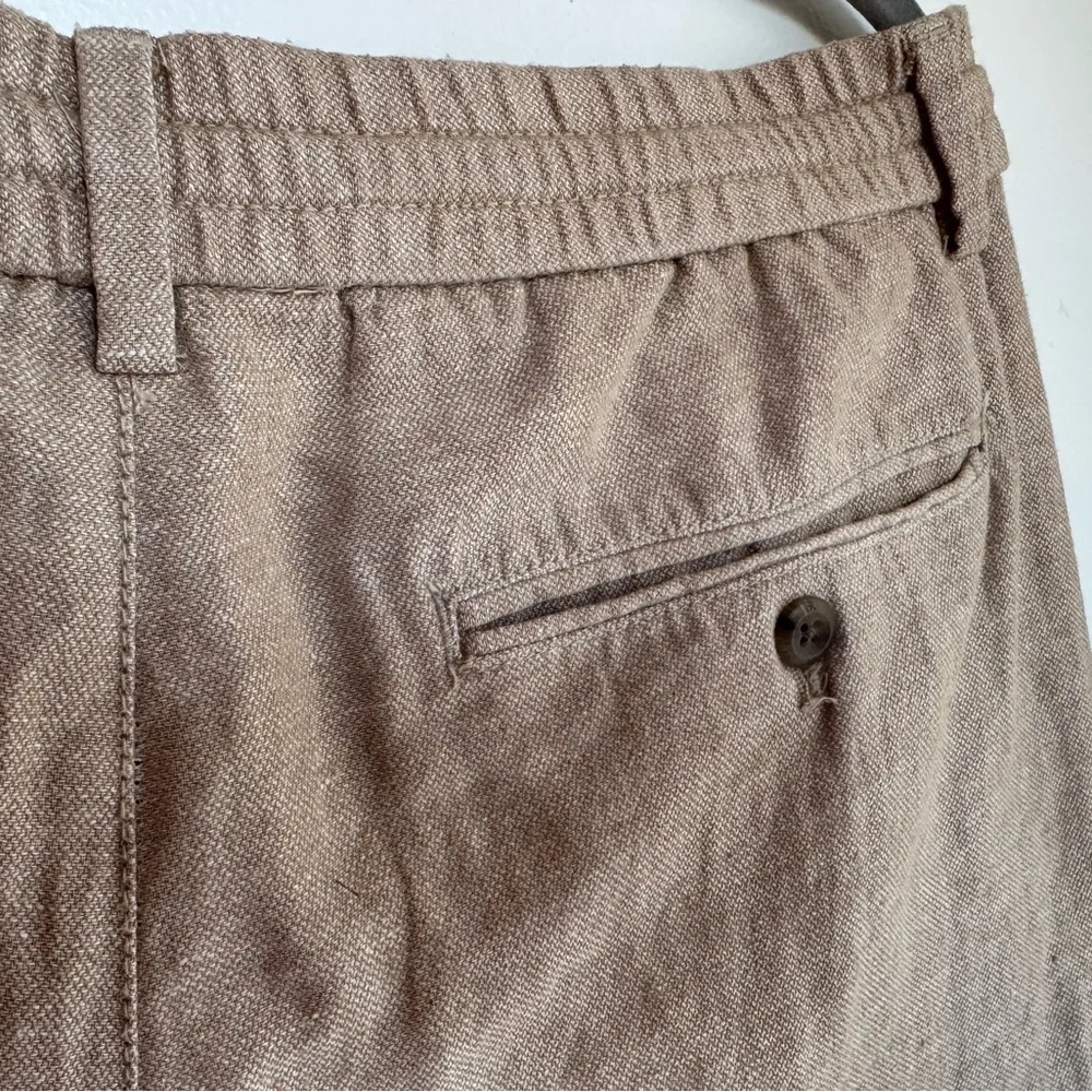 Men's Khaki Casual Linen-Blend Pants